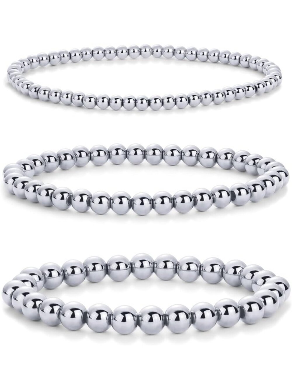 Waterproof Beaded Bracelets for Women - Set of 3 Stretchy Fashion Jewelry
